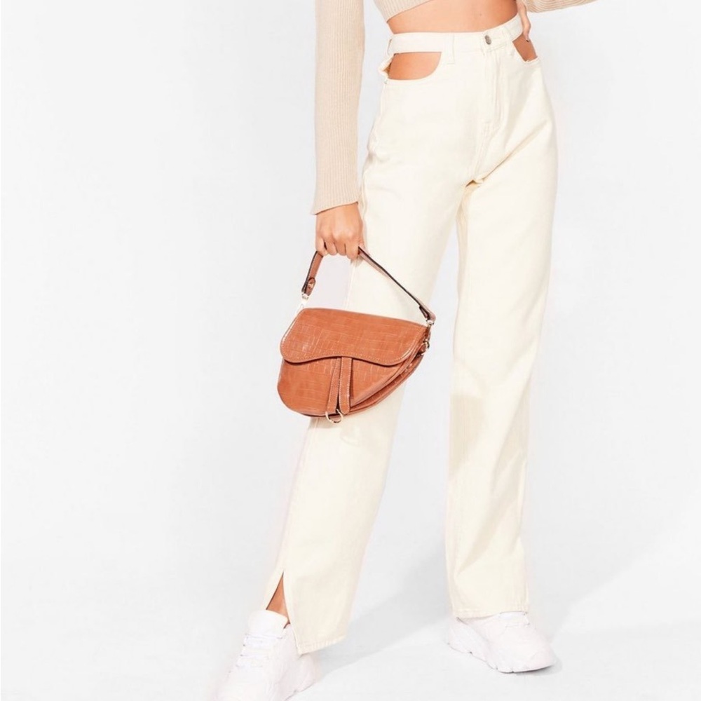 Nasty Gal Beige High-Waisted Pants